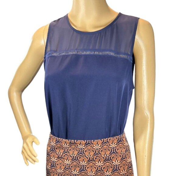 Charming Charlie Sleeveless Semi-Sheer Blouse‎ Navy Small Minimalist Nautical - Picture 2 of 7